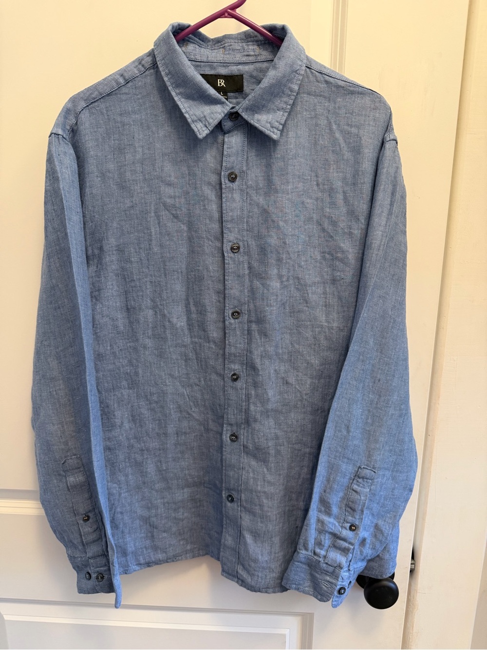 Banana Republic Men's Blue Button-Up 100% Linen Casual Shirt - Large